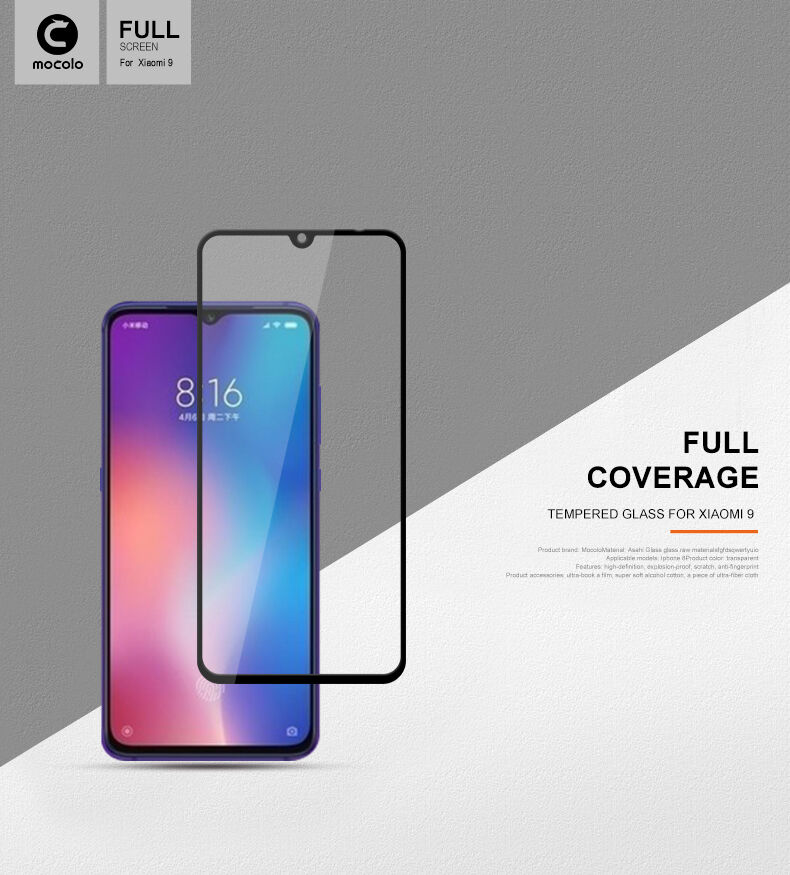 Mocolo edzett 3D üveg Xiaomi Mi 9 - fekete