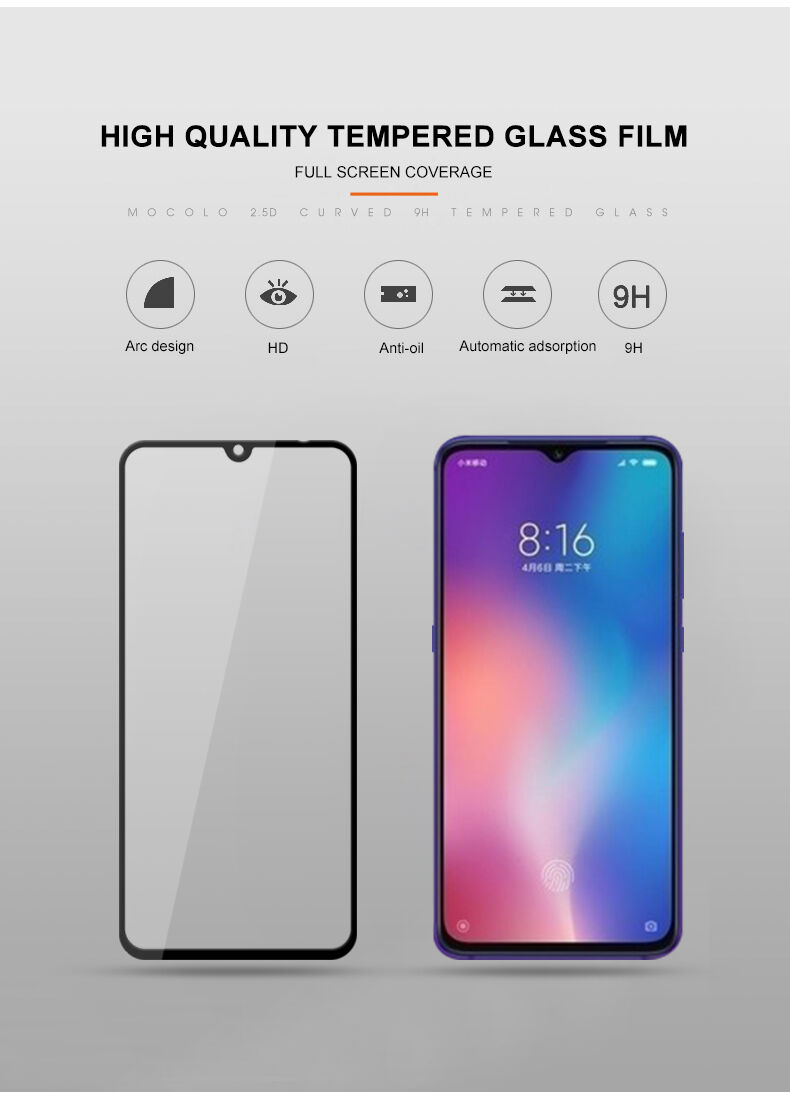 Mocolo edzett 3D üveg Xiaomi Mi 9 - fekete