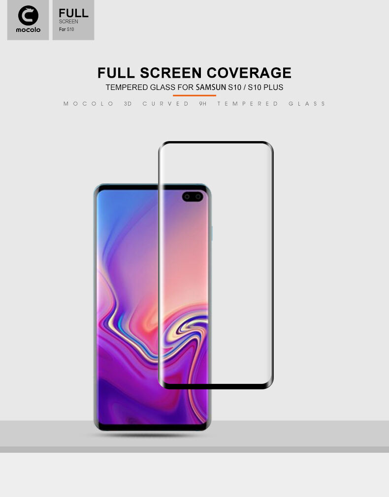 Mocolo edzett 3D üveg Samsung Galaxy S10 - fekete