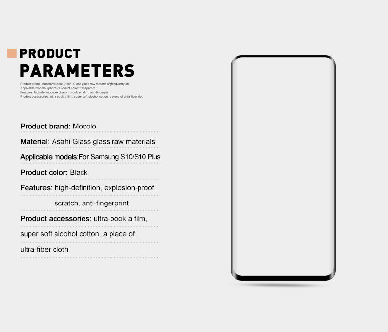 Mocolo edzett 3D üveg Samsung Galaxy S10 - fekete