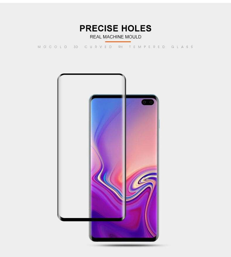 Mocolo edzett 3D üveg Samsung Galaxy S10 - fekete