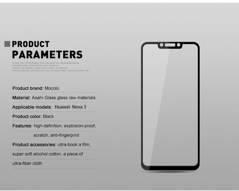 Mocolo edzett 3D üveg Huawei Nova 3i - fehér