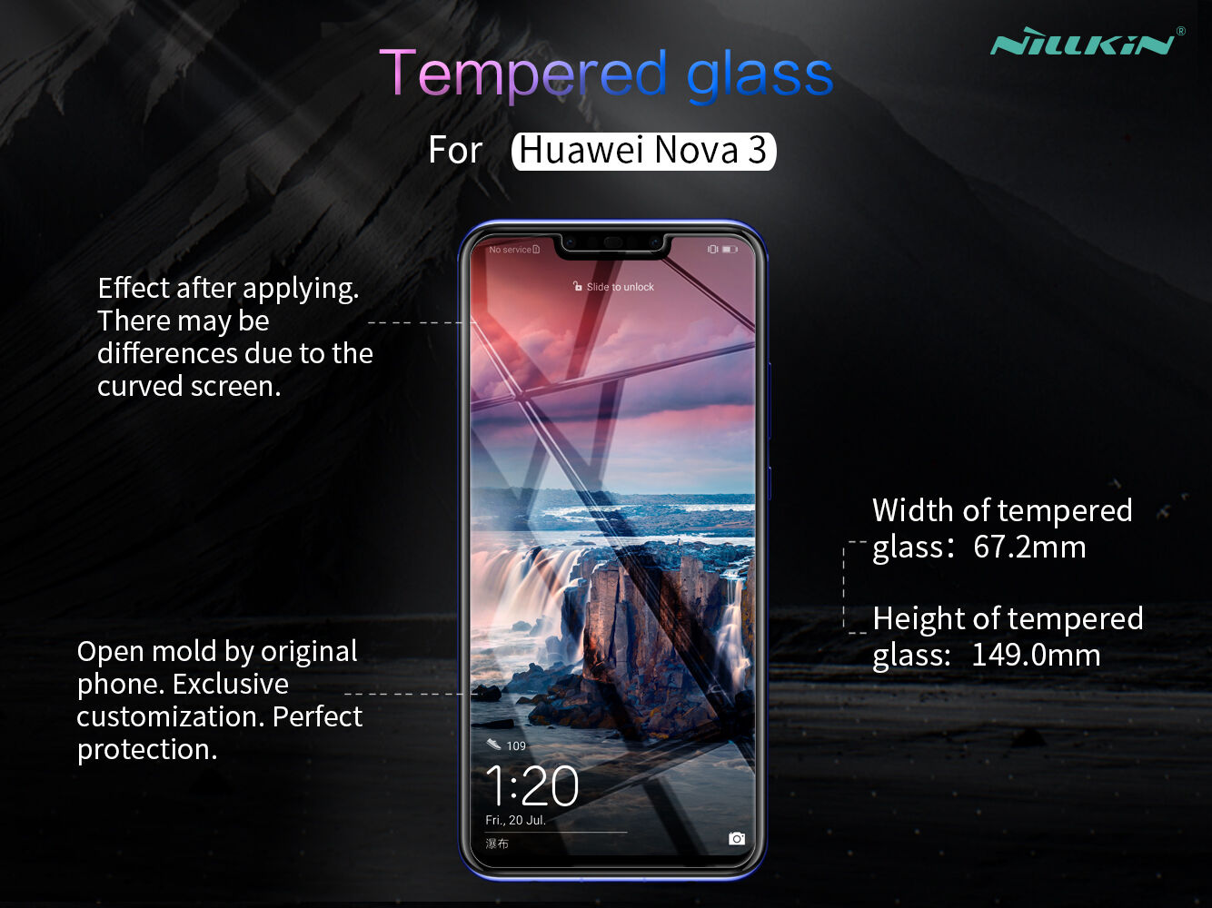 Nillkin edzett 2,5D üveg Huawei Nova 3 - átlátszó