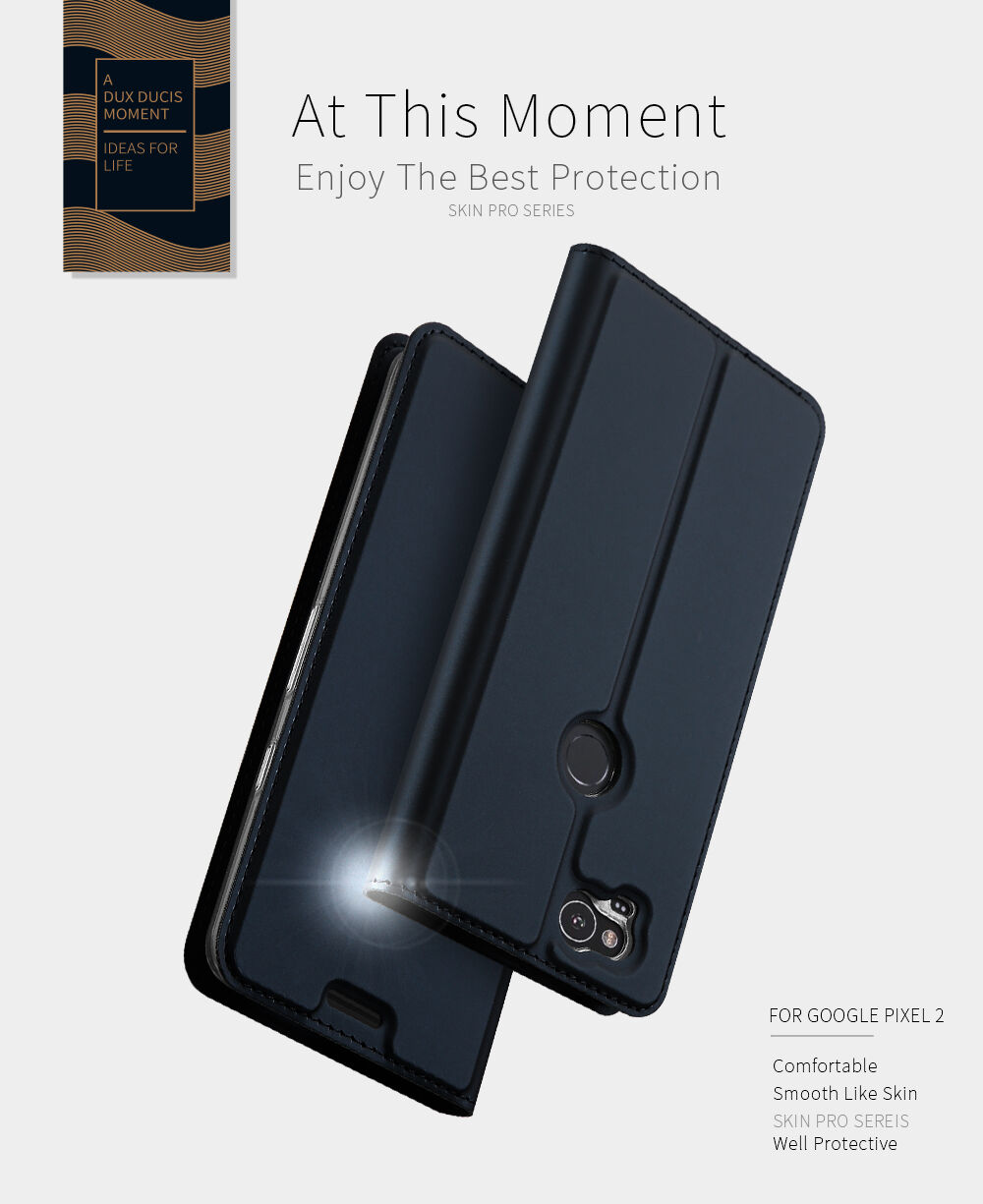 Dux Ducis Skin Pro flip cover tok Google Pixel 2 - rózsaszín-arany