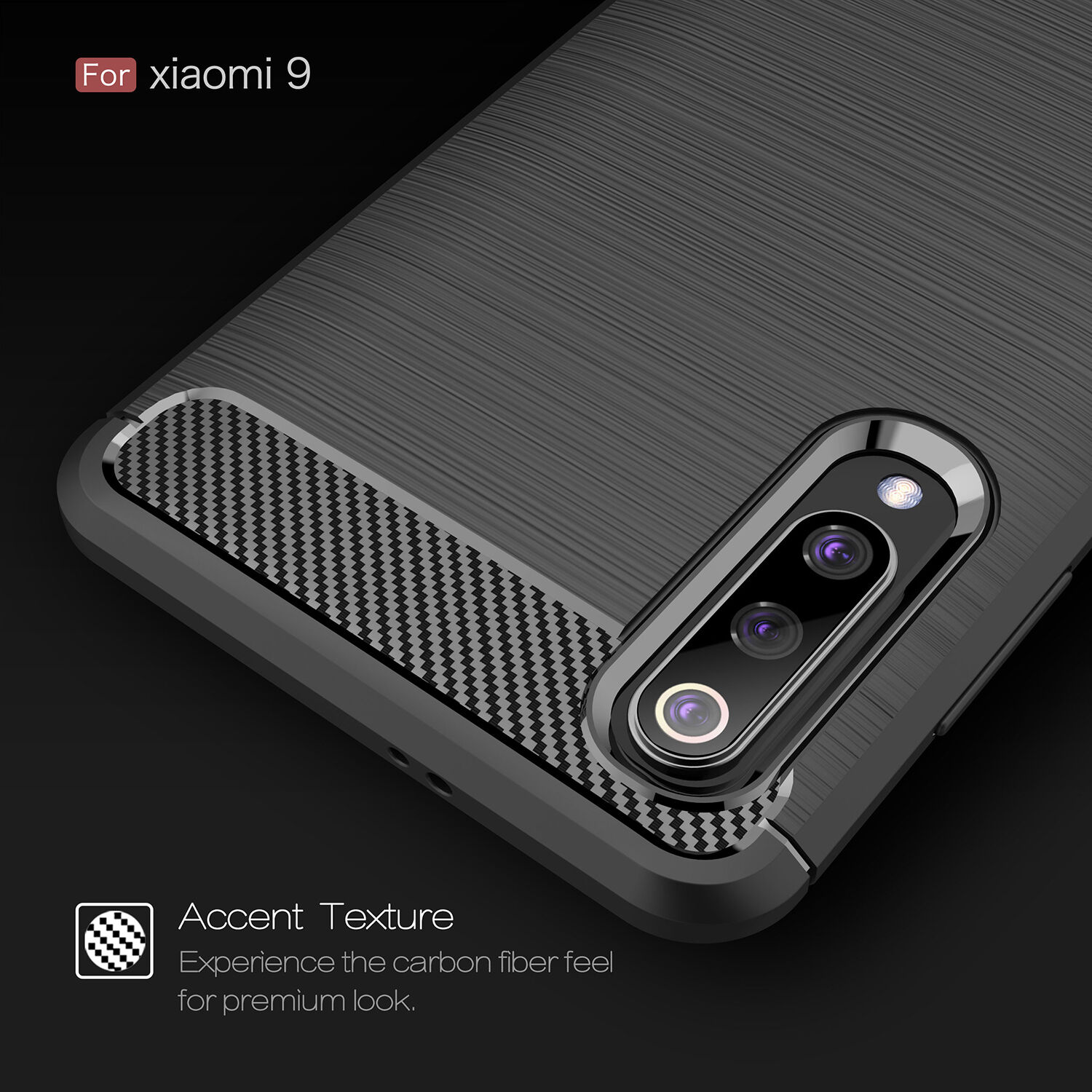 Műanyag tok csiszolt textúrával Xiaomi Mi 9 - sötétkék