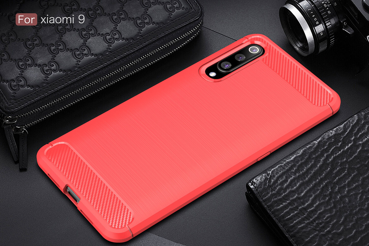 Műanyag tok csiszolt textúrával Xiaomi Mi 9 - sötétkék Műanyag tok csiszolt textúrával Xiaomi Mi 9 - sötétkék