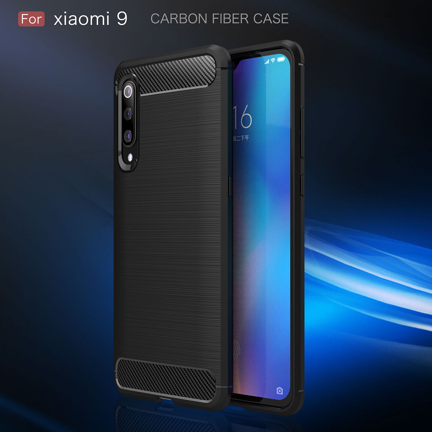 Műanyag tok csiszolt textúrával Xiaomi Mi 9 - piros