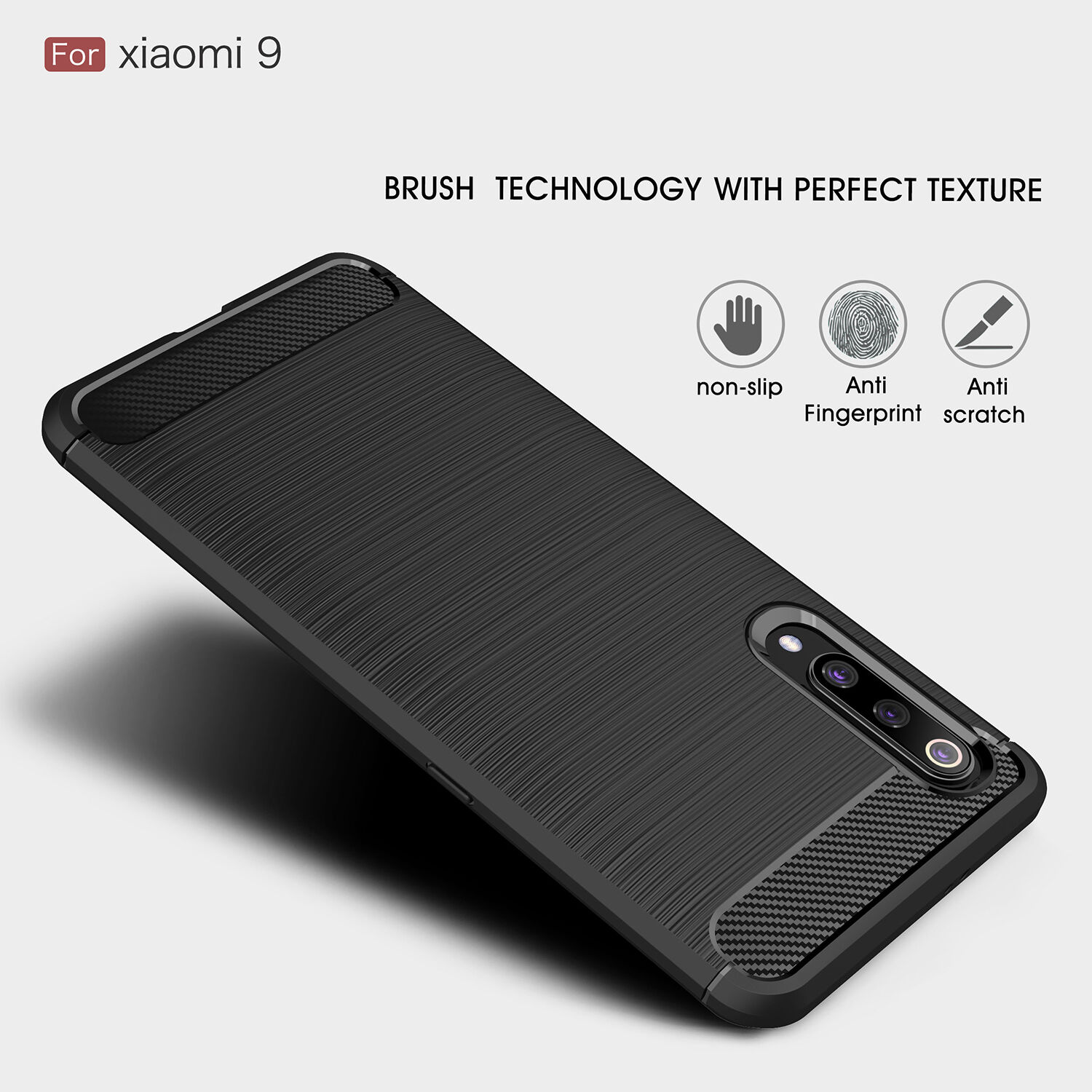 Műanyag tok csiszolt textúrával Xiaomi Mi 9 - piros