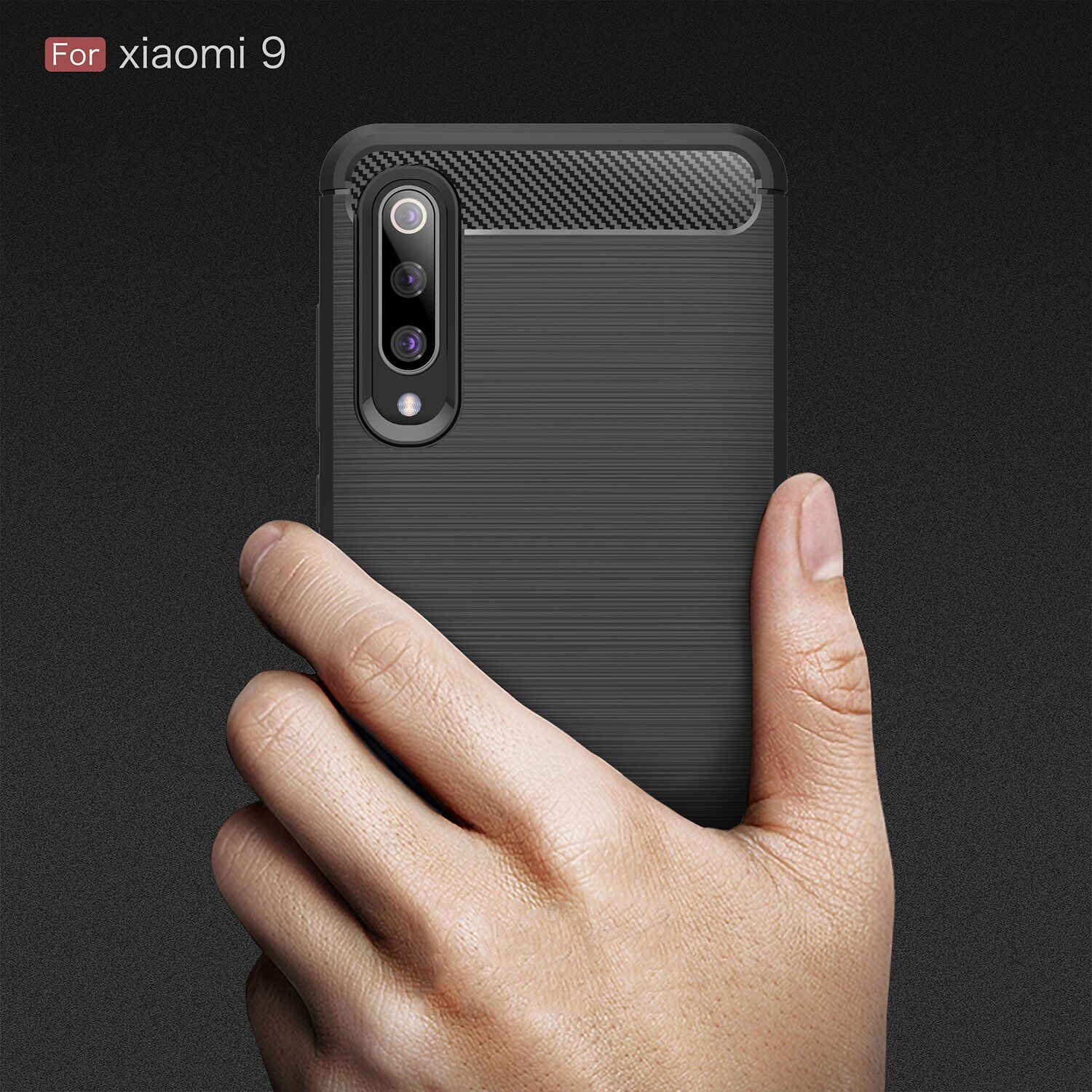 Műanyag tok csiszolt textúrával Xiaomi Mi 9 - piros