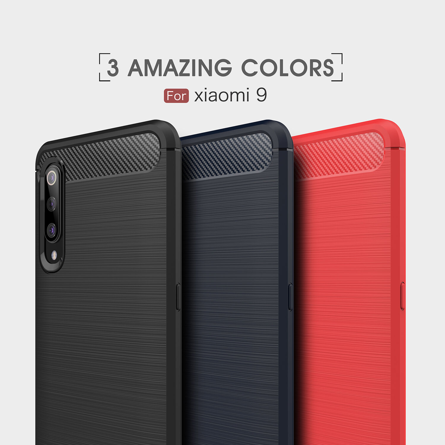 Műanyag tok csiszolt textúrával Xiaomi Mi 9 - piros