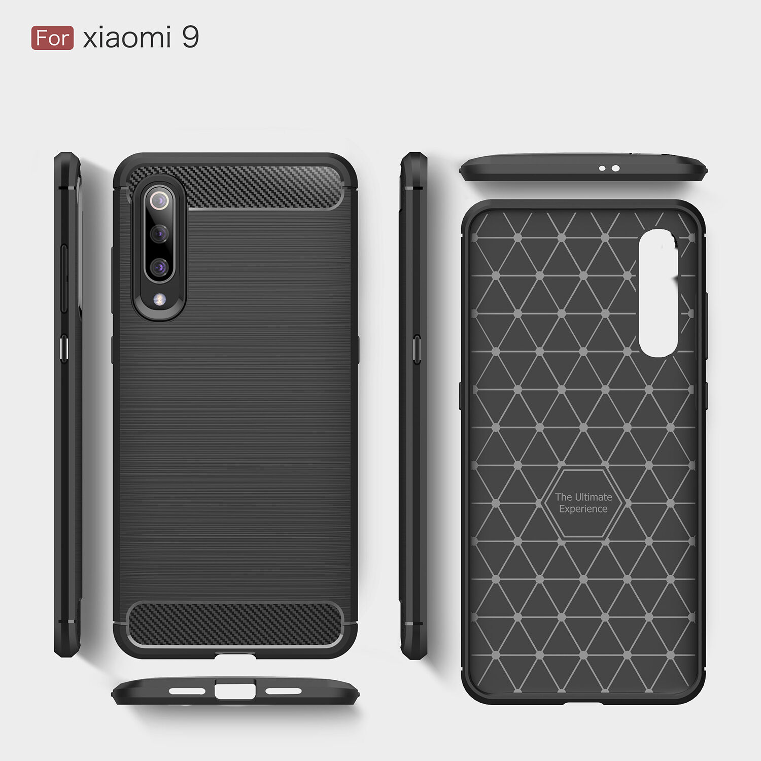 Műanyag tok csiszolt textúrával Xiaomi Mi 9 - piros