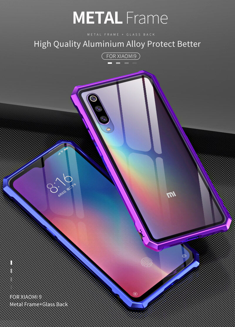 Tok fém kerettel és edzett üveggel Xiaomi Mi 9 - fekete