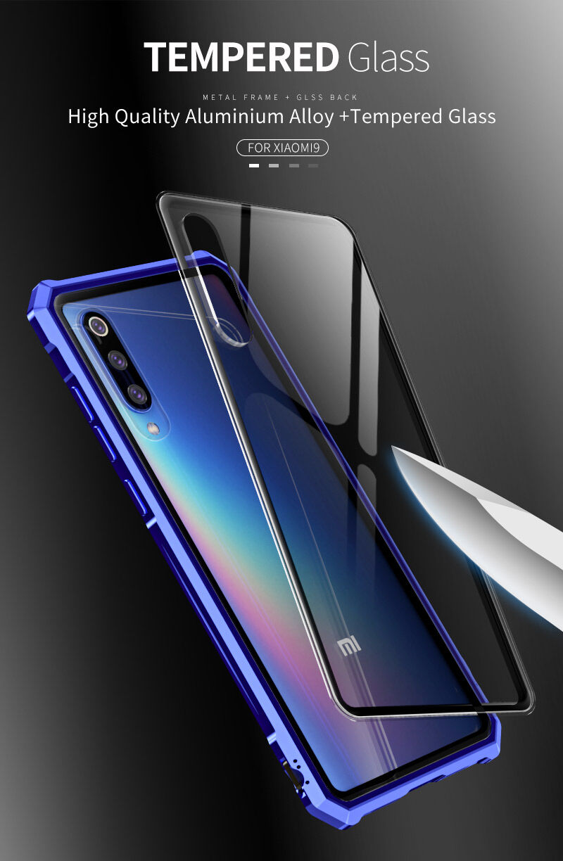 Tok fém kerettel és edzett üveggel Xiaomi Mi 9 - fekete