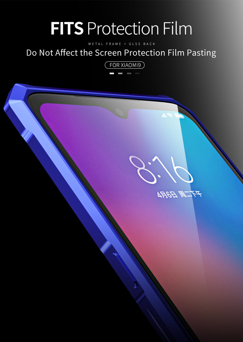 Tok fém kerettel és edzett üveggel Xiaomi Mi 9 - fekete
