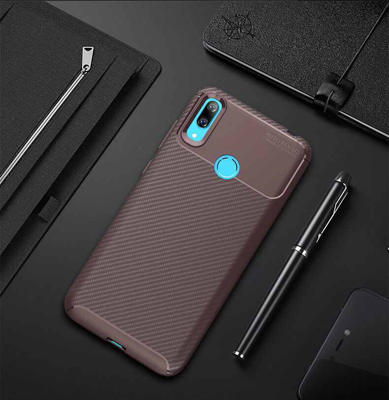 Műanyag tok karbon textúrával Huawei Y7 (2019) - sötétkék
