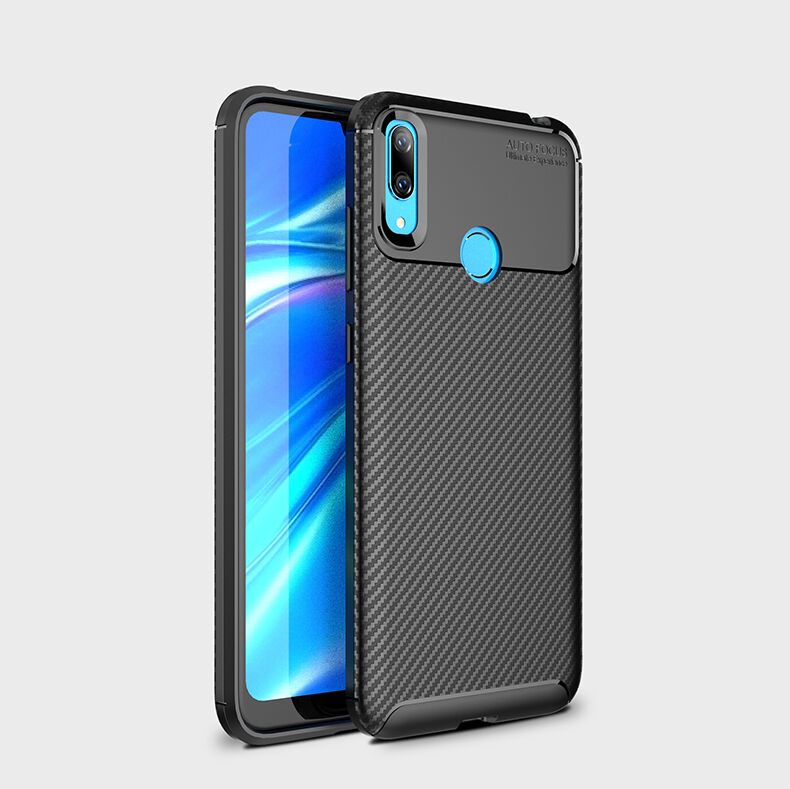 Műanyag tok karbon textúrával Huawei Y7 (2019) - sötétkék