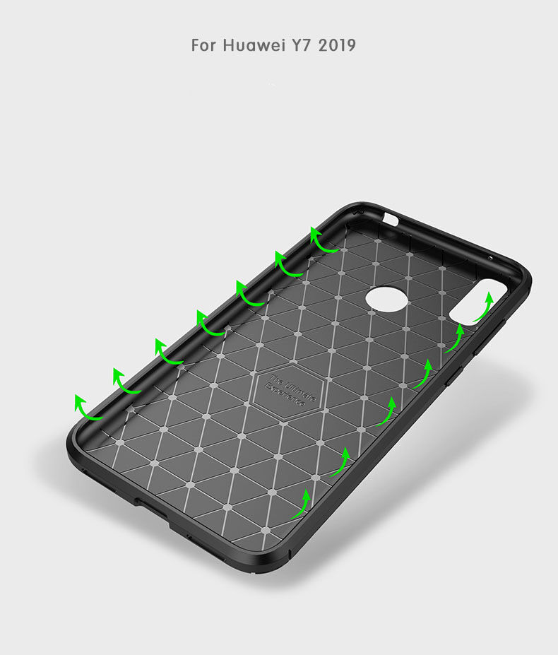 Műanyag tok karbon textúrával Huawei Y7 (2019) - fekete