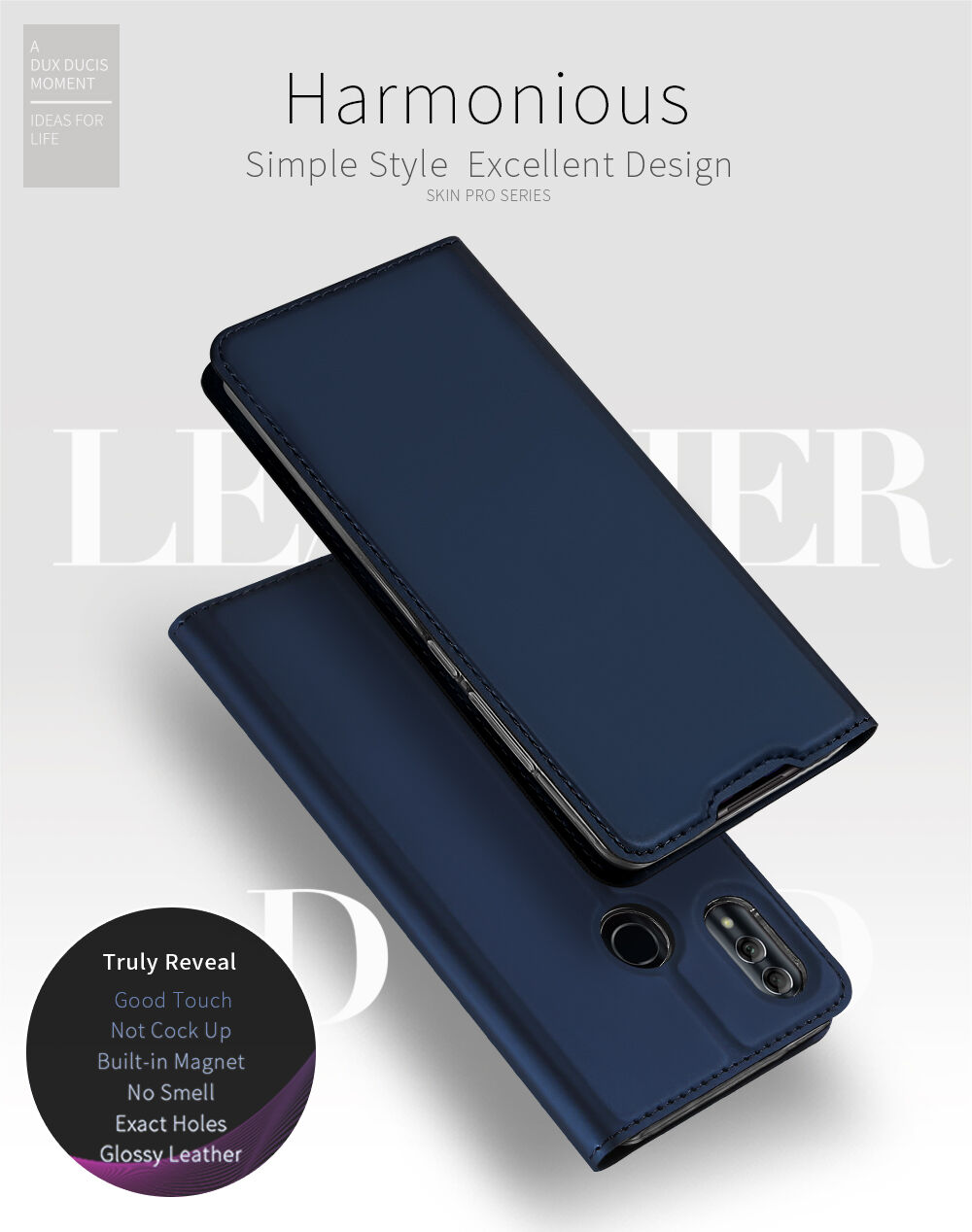 Dux Ducis Skin Pro flip cover tok Honor 10 Lite - rózsaszín-arany