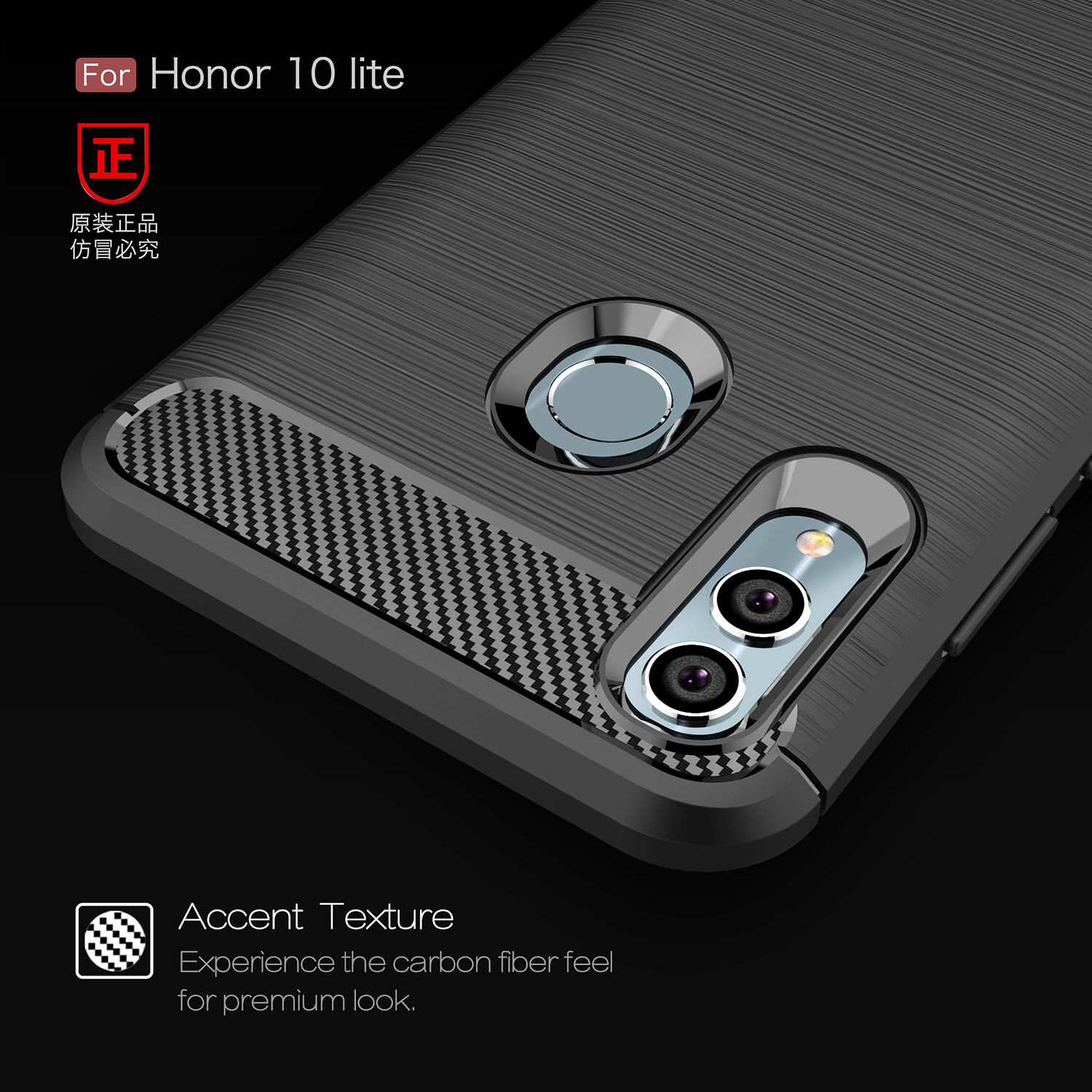 Tok csiszolt és karbon textúrával Huawei P Smart (2019) / Honor 10 Lite - sötétkék