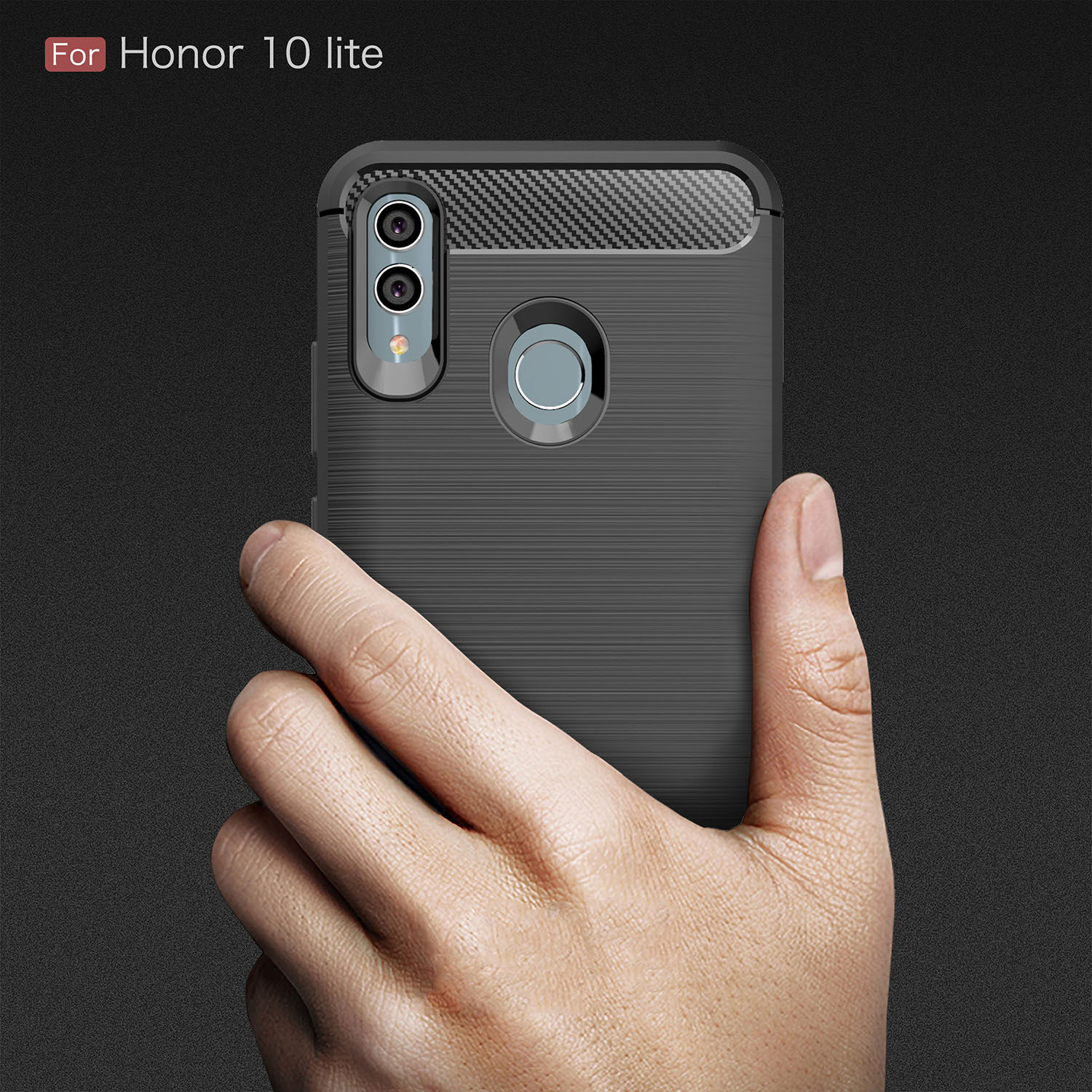 Tok csiszolt és karbon textúrával Huawei P Smart (2019) / Honor 10 Lite - sötétkék