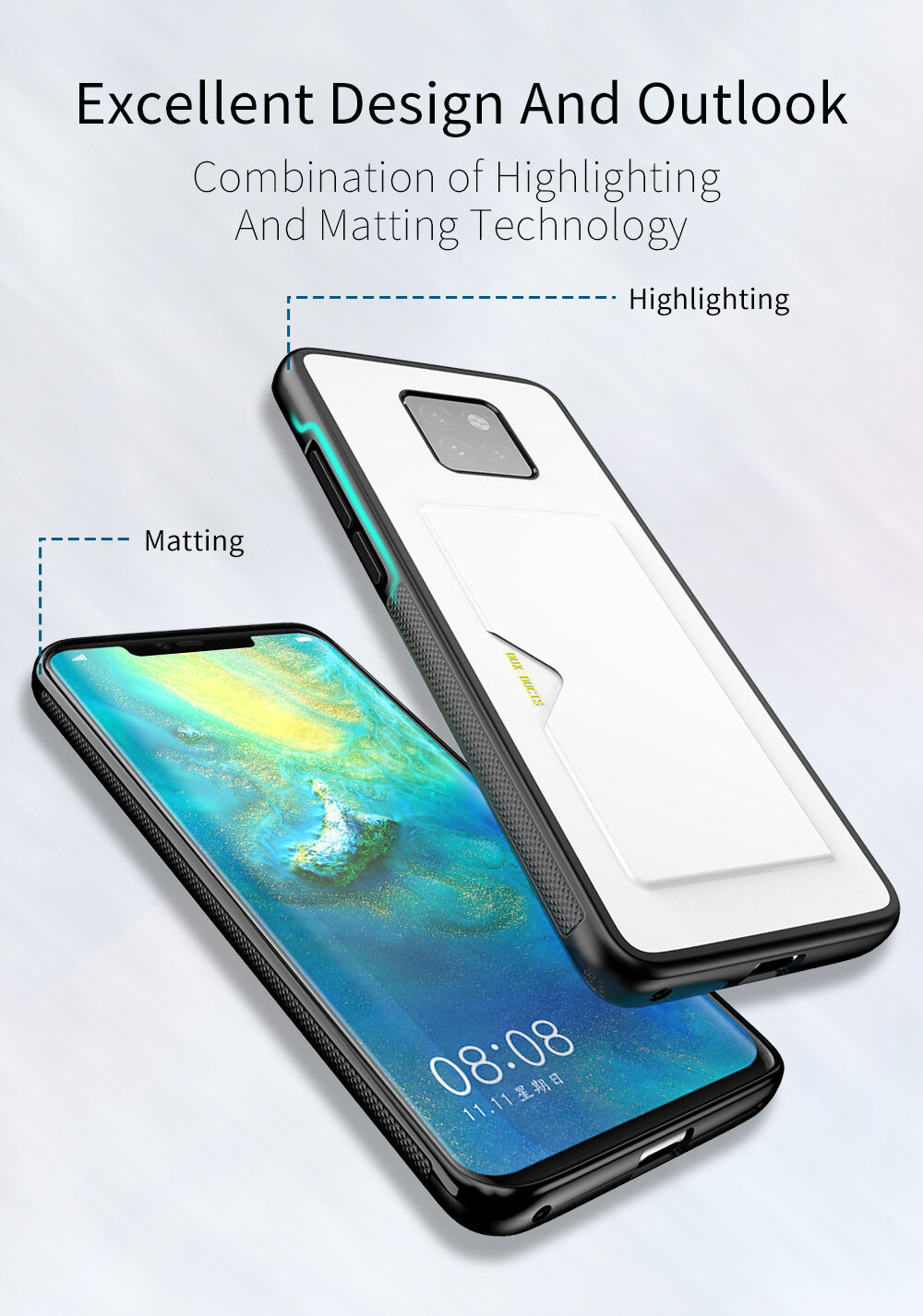 Dux Ducis műbőr tok kártyatároló rekesszel Huawei Mate 20 - fekete