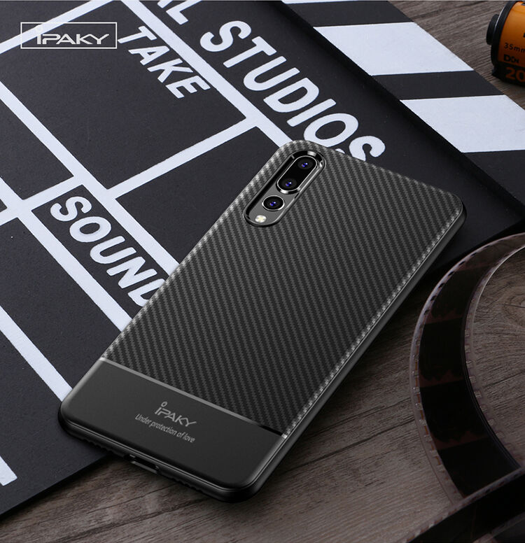 Ipaky műanyag tok karbon textúrával Huawei P20 Pro - sötétkék