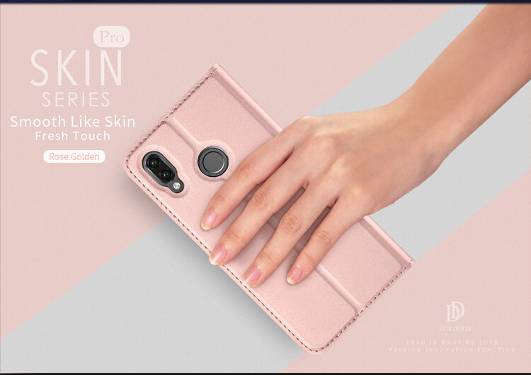 Dux Ducis Skin Pro flip cover tok Huawei P20 Lite - rózsaszín-arany