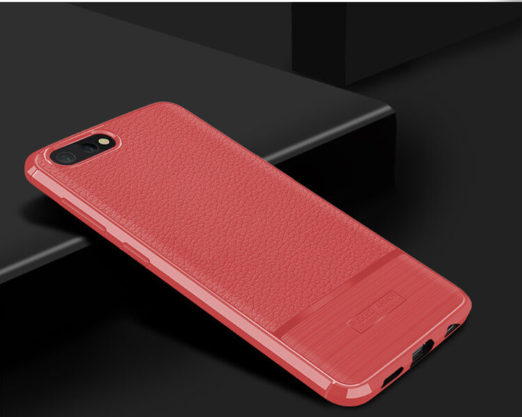 Tok csiszolt és bőr textúrával Honor View 10 - piros