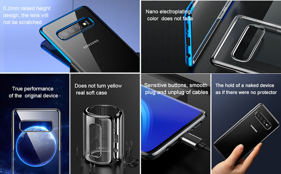 Baseus műanyag átlátszó tok kerettel Samsung Galaxy S10 Plus - kék