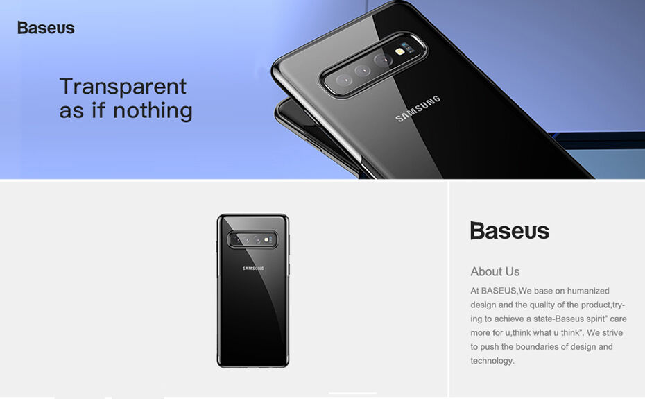 Baseus műanyag átlátszó tok kerettel Samsung Galaxy S10 Plus - fekete