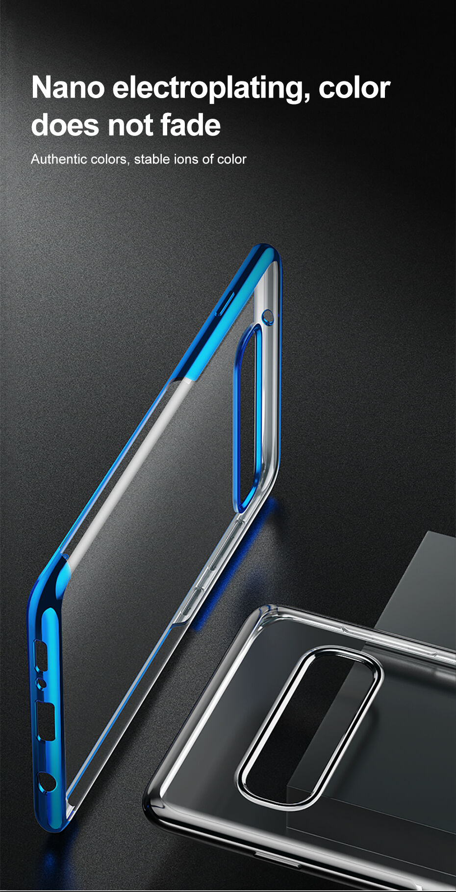 Baseus műanyag átlátszó tok kerettel Samsung Galaxy S10 - fekete