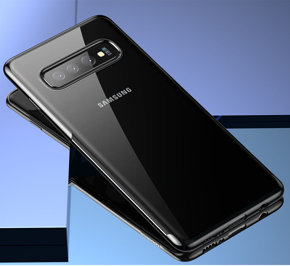 Baseus műanyag átlátszó tok kerettel Samsung Galaxy S10 - fekete