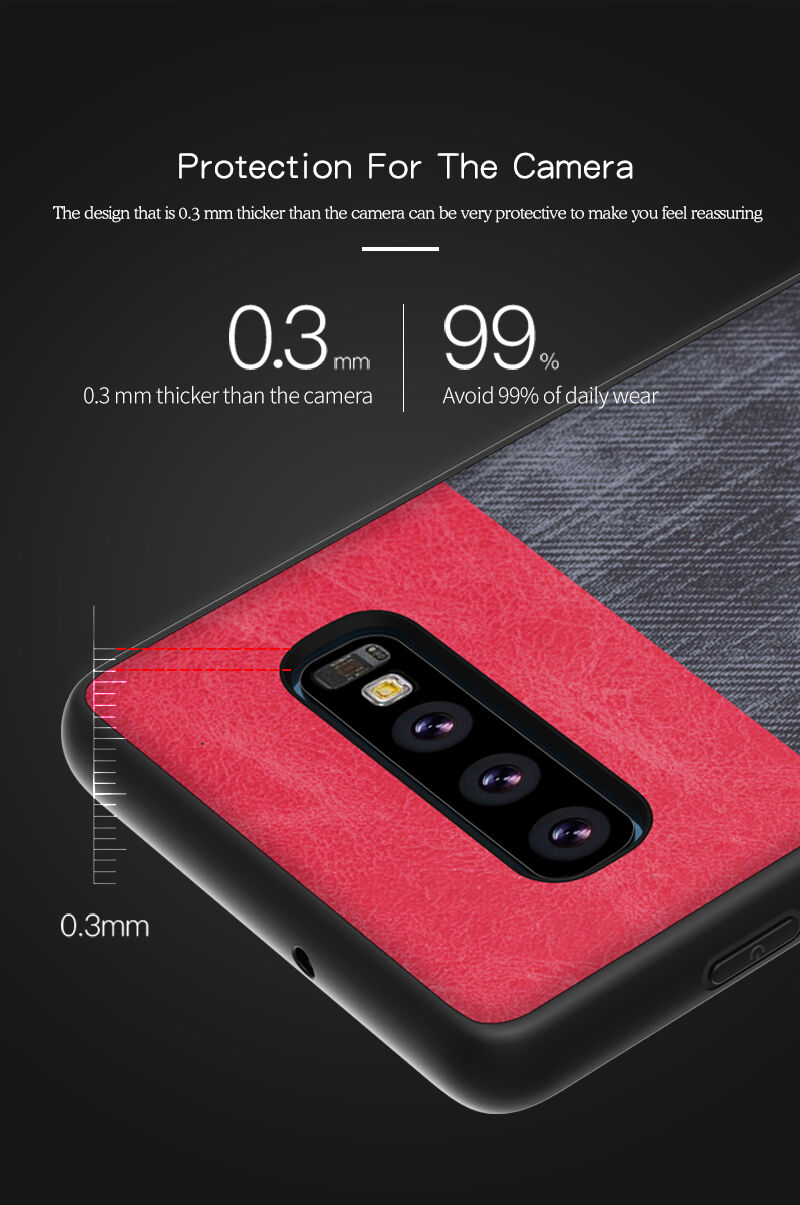 Védő műbőr tok farmer textúrával Samsung Galaxy S10 Plus - sötétkék