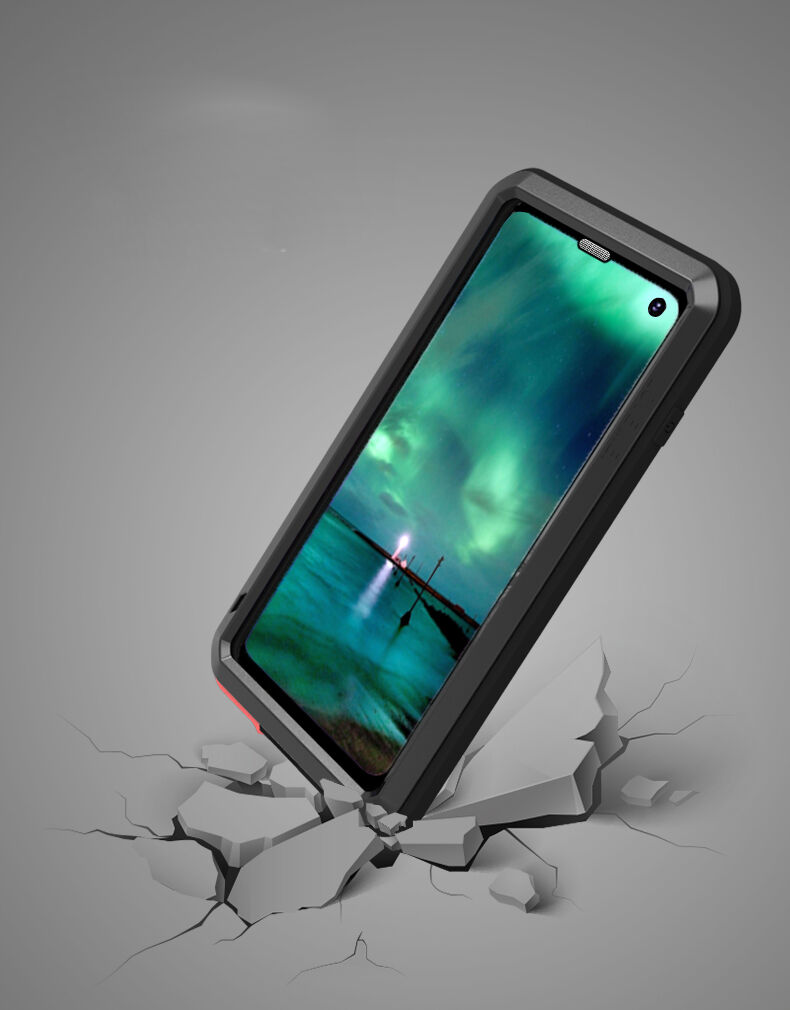 Love Mei szuper tartós fém tok Samsung Galaxy S10 - fekete