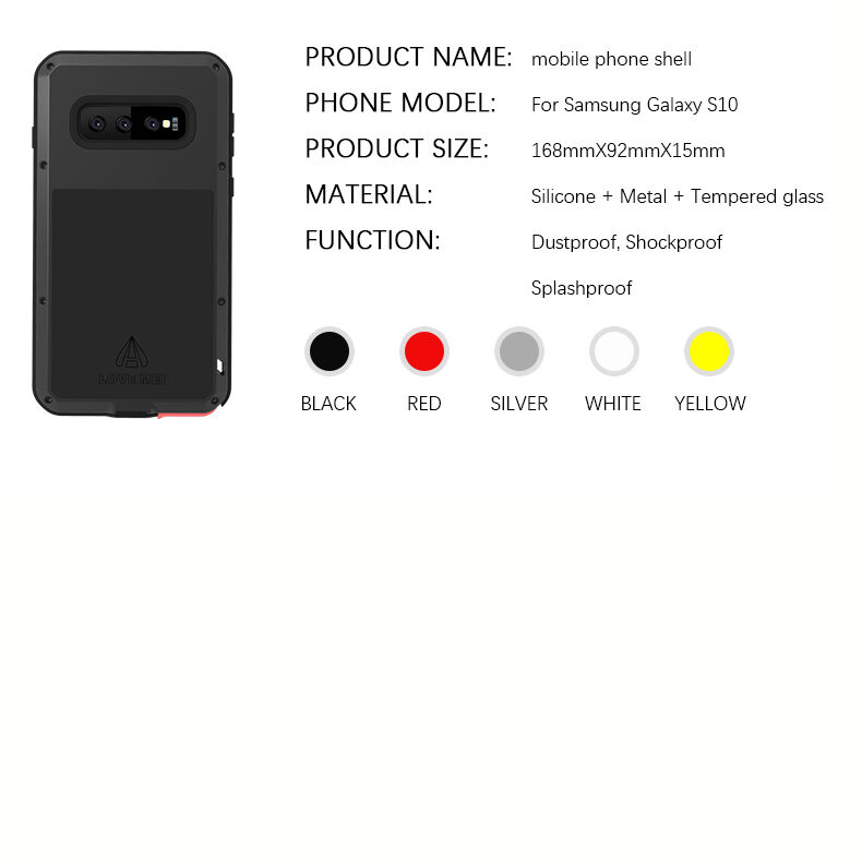 Love Mei szuper tartós fém tok Samsung Galaxy S10 - fekete