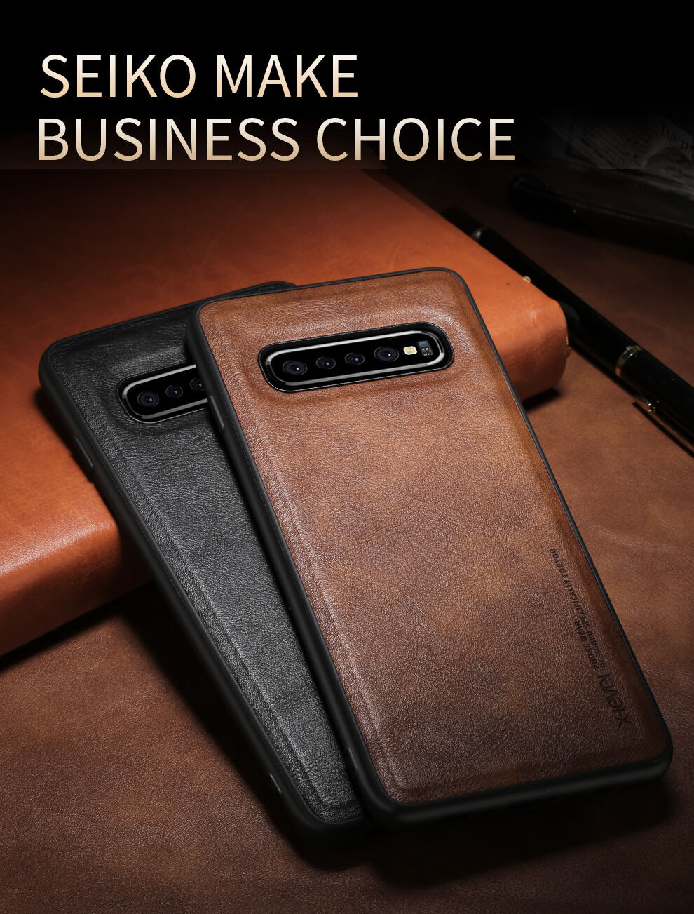 X-Level tok műbőr felülettel Samsung Galaxy S10 - barna