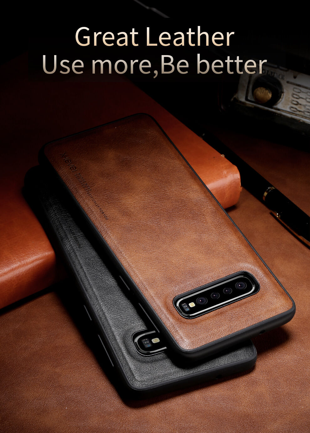 X-Level tok műbőr felülettel Samsung Galaxy S10 - barna