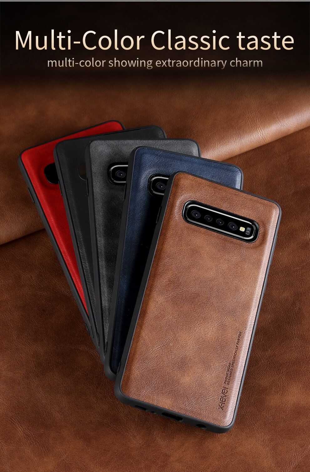 X-Level tok műbőr felülettel Samsung Galaxy S10 - barna