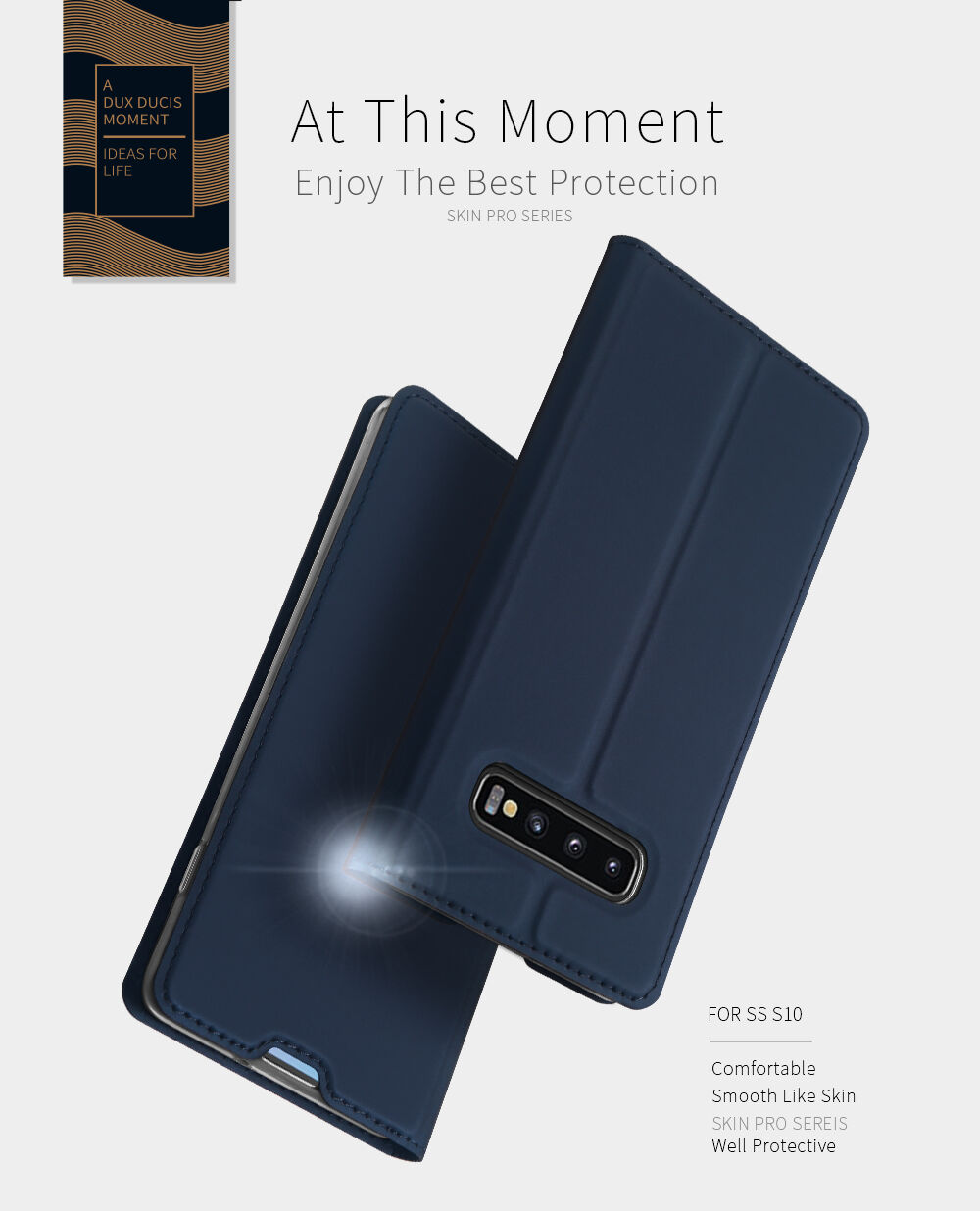 Dux Ducis Skin Pro flip cover tok Samsung Galaxy S10 - rózsaszín-arany