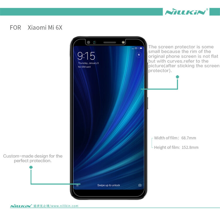 Nillkin anti-fingerprint védő fólia Xiaomi Mi A2 - kristály tisztán átlátszó