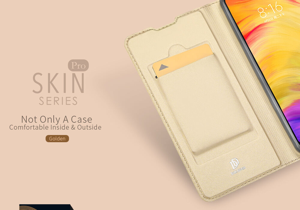 Dux Ducis bőr tok kártyatároló rekesszel Xiaomi Redmi Note 7 - arany