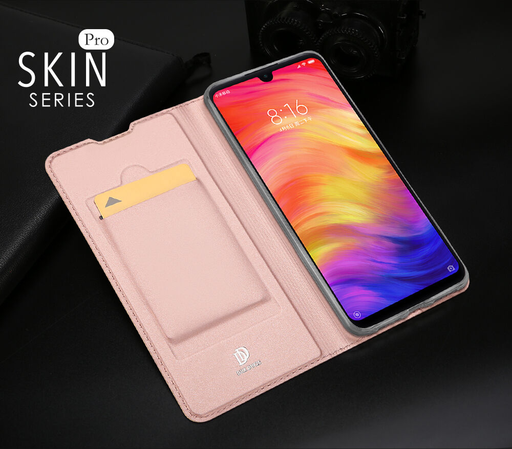 Dux Ducis bőr tok kártyatároló rekesszel Xiaomi Redmi Note 7 - fekete