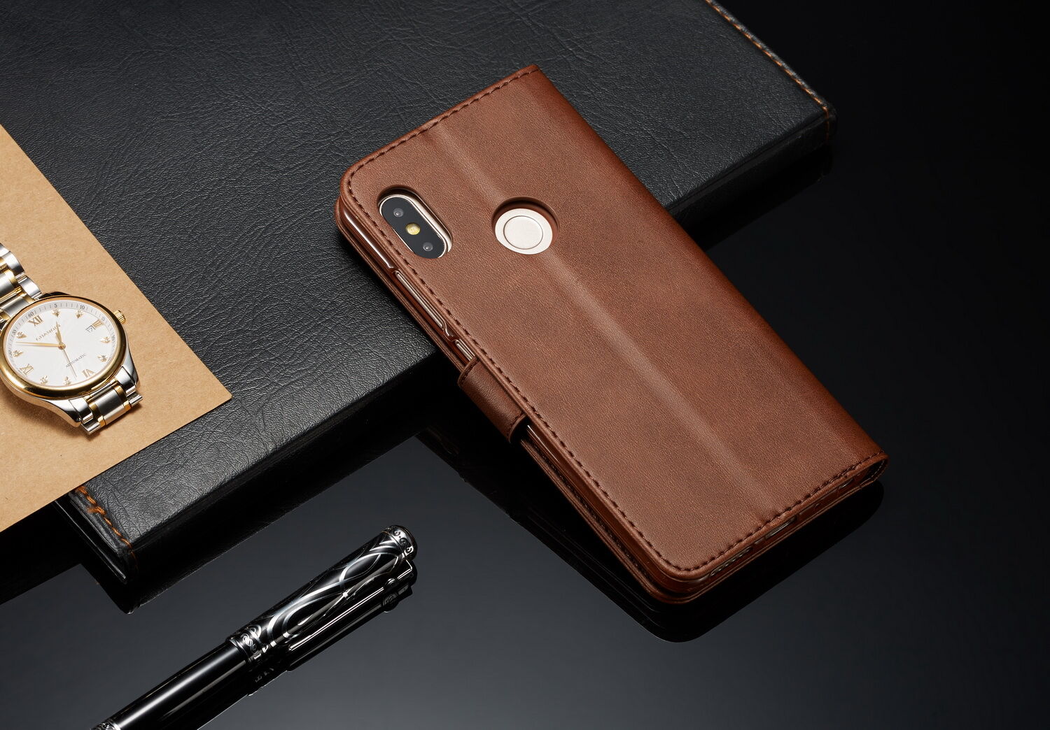 LC.imeeke pénztárcás bőr tok Xiaomi Redmi Note 6 - fekete