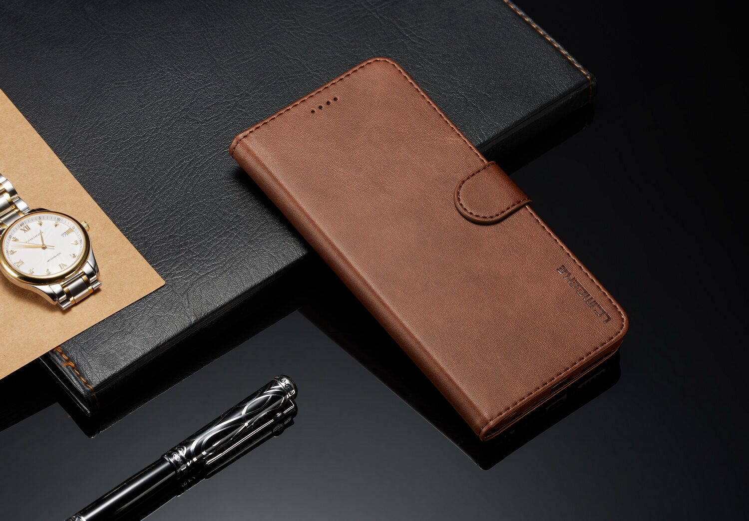 LC.imeeke pénztárcás bőr tok Xiaomi Redmi Note 6 - kávé szín