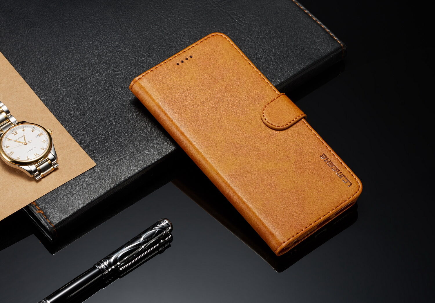 LC.imeeke pénztárcás bőr tok Xiaomi Redmi Note 6 - kávé szín