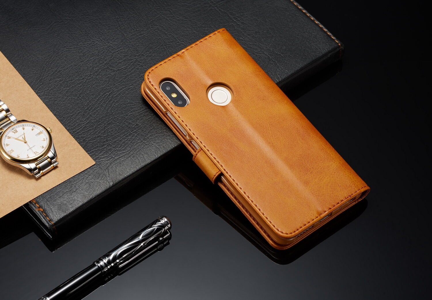 LC.imeeke pénztárcás bőr tok Xiaomi Redmi Note 6 - kávé szín