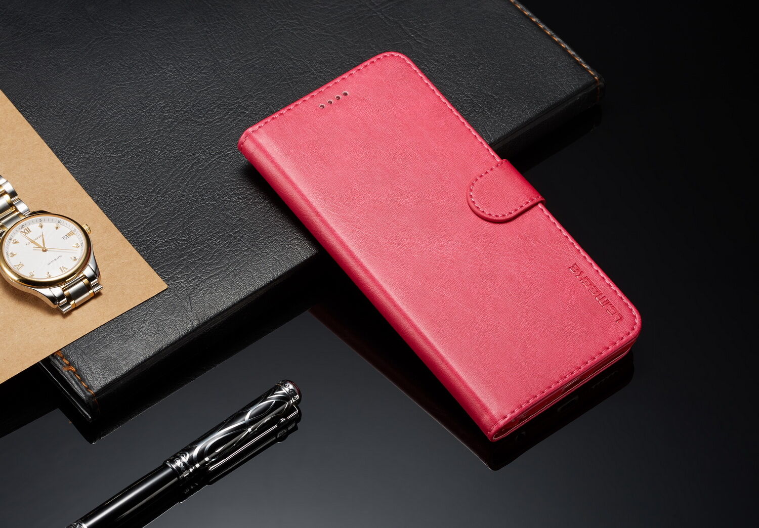 LC.imeeke pénztárcás bőr tok Xiaomi Redmi Note 6 - kávé szín