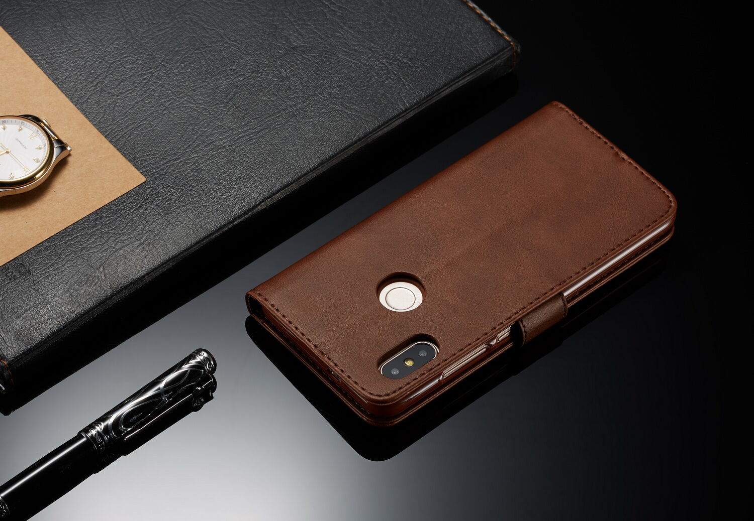 LC.imeeke pénztárcás bőr tok Xiaomi Redmi Note 6 - kávé szín