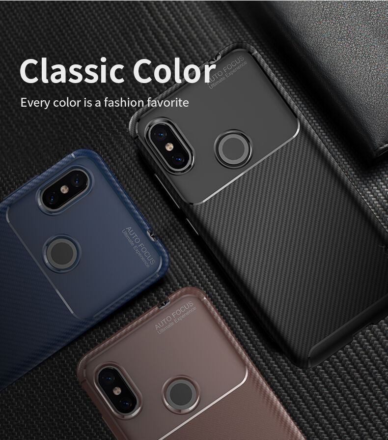 Ipaky puha védő tok karbon szál textúrával Xiaomi Redmi Note 6 - fekete
