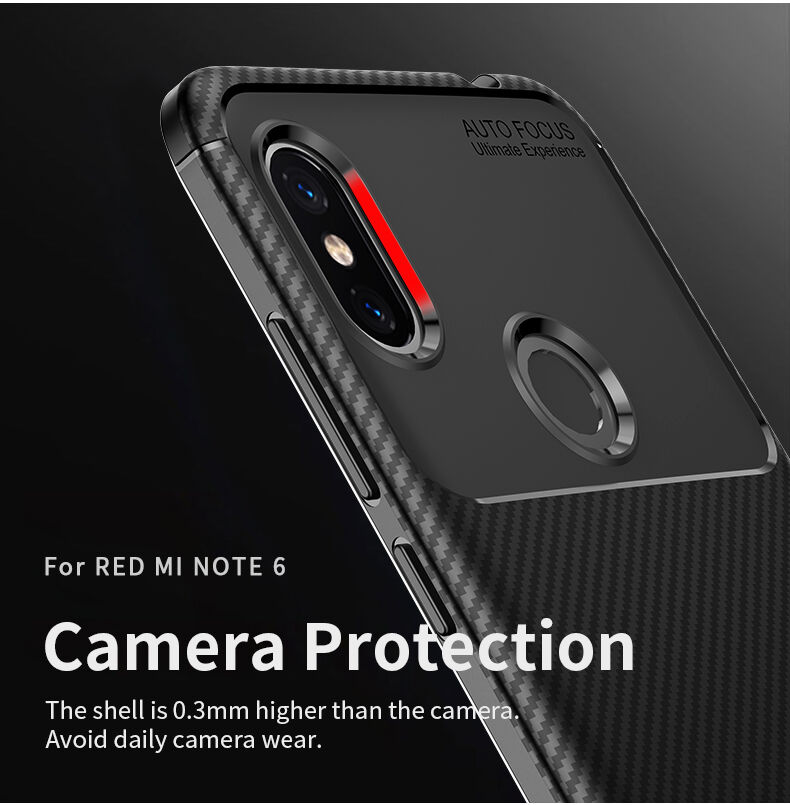 Ipaky puha védő tok karbon szál textúrával Xiaomi Redmi Note 6 - fekete